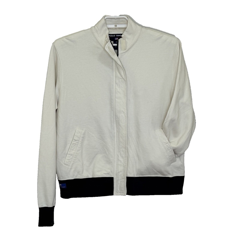 Polo Sport Ralph Lauren Womens Jacket Size‎ XL Off White Front Zip w/ Pockets